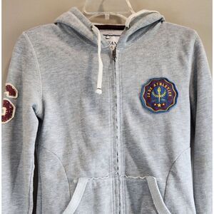 Jade Jeans Womens Full Zip Gray Hoodie‎ Medium Y2K Vintage Decorative Patches